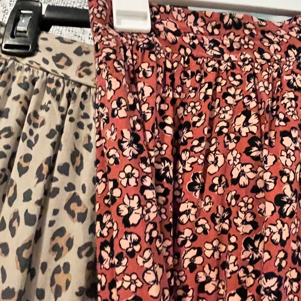 Nine West Floral Print Skirt in Pink and Black and Leopard prints 2 for 1